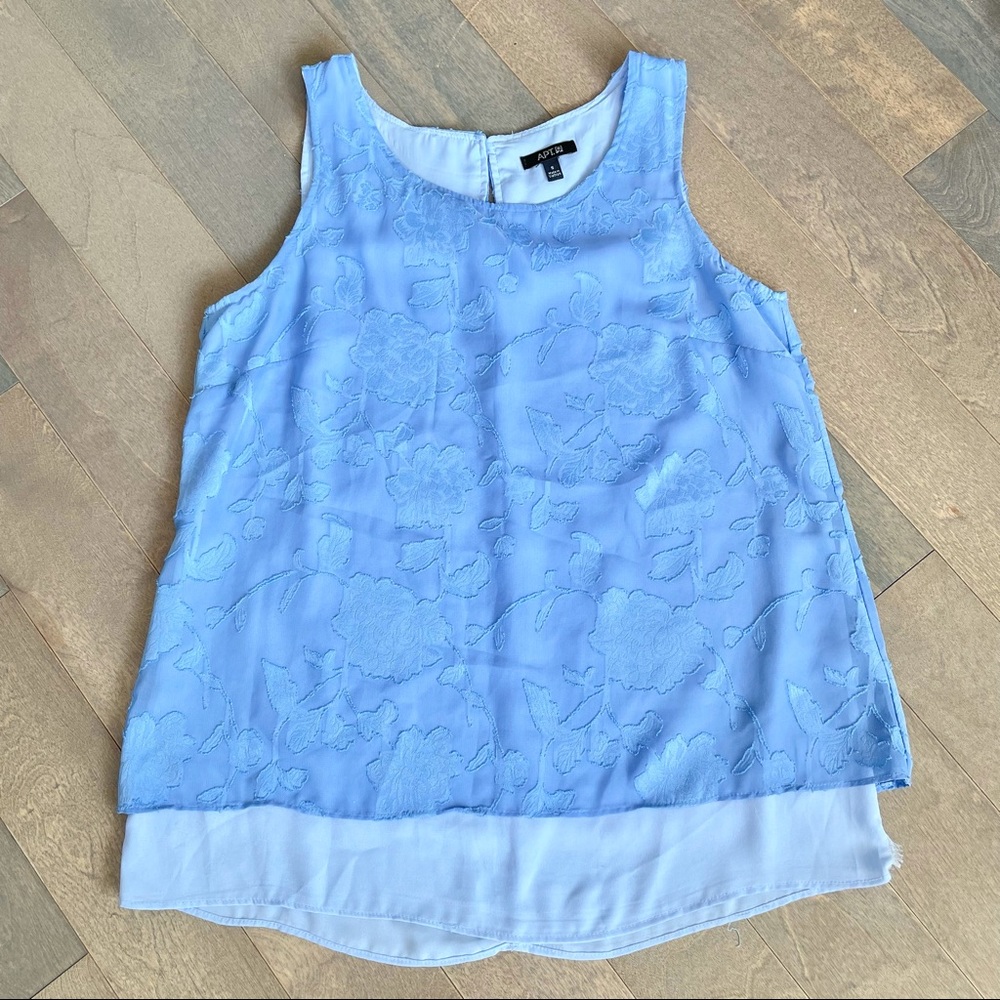 SALE! Periwinkle Blue Layered Tank Top Floral Design